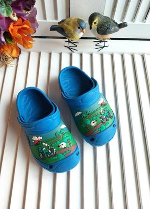 Шлепанцы сандали сланцы синие с принтом crocs3 фото