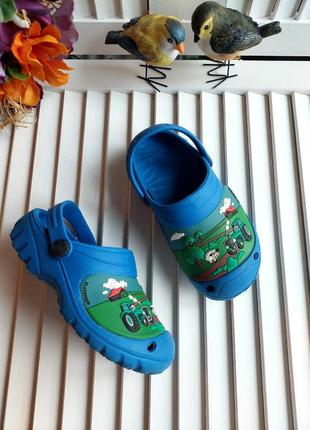 Шлепанцы сандали сланцы синие с принтом crocs1 фото
