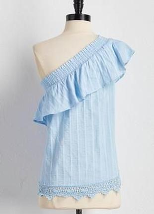 Sweet wanderer женский топ блуза летняя на одно плечо с кружевом м 46 р новый1 фото