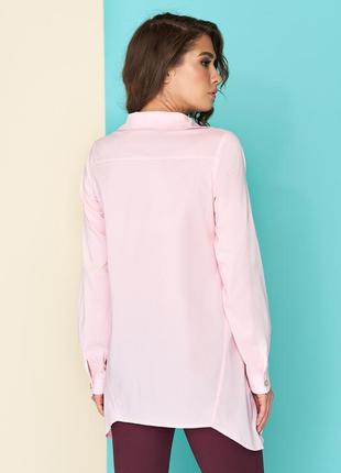 Хлопковая женская рубашка удлиненная 44-46р розовая2 фото