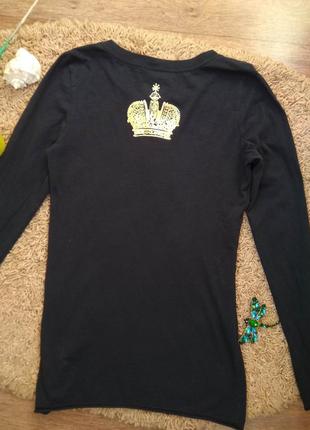Эффектный коттоновый чёрный с золотым лонгслив juicy couture /s/футболка реглан хлопок 100%2 фото