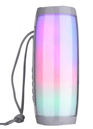 Портативная bluetooth колонка влагостойкая tg-157 pulse с разноцветной подсветкой. серый цвет2 фото