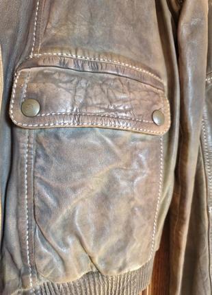 Натуральная кожаная куртка р.36 (s), цвет хаки3 фото