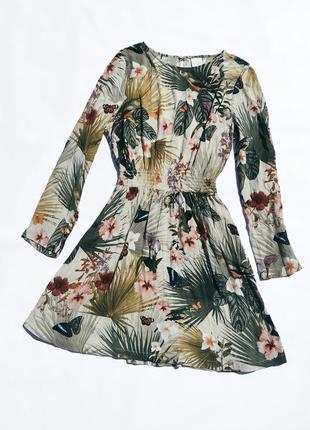 Красивое цветочное платье с птицами h&m