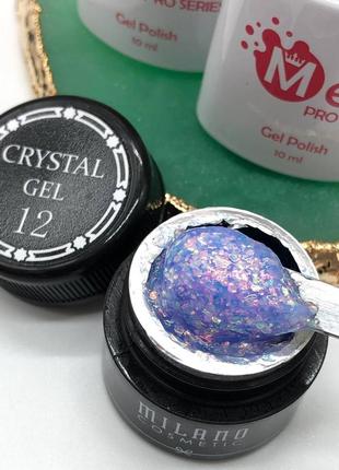 Декоративний гель-глітер для дизайну нігтів crystal gel milano9 фото