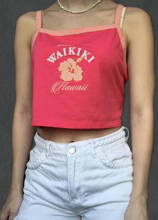 Женский топ топик розовый коттон хлопок