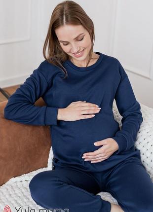 Теплая пижама для беременных и кормящих wendy nw-5.7.1 синяя, размер 44