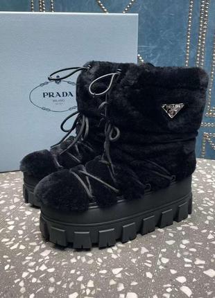 Зимові чоботи  в стилі prada shearling apres-ski boots