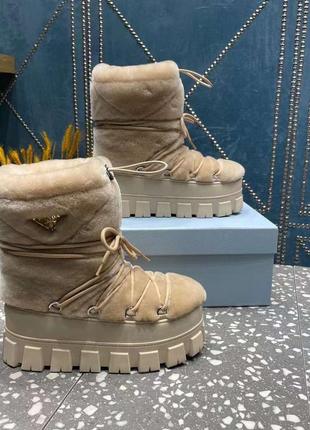 Зимові чоботи  в стилі prada shearling apres-ski boots