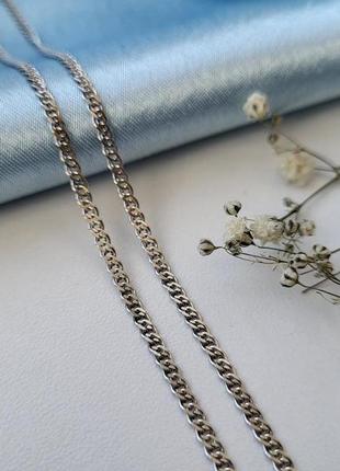 Серебряная цепочка плоская цепь нона 45 см серебро 925 пробы родированное 3.57г