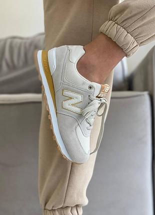 Кроссовки new balance 574 light grey bronze