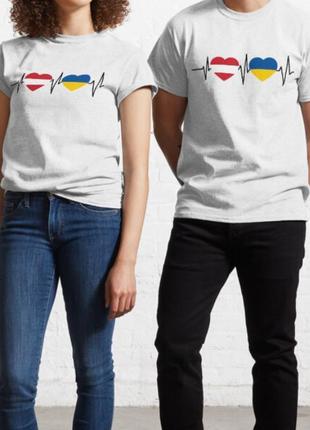 Мужская и женская патриотическая футболка с принтом austria ukraine австрия украина