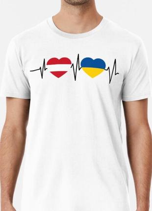 Мужская и женская патриотическая футболка с принтом austria ukraine австрия украина4 фото