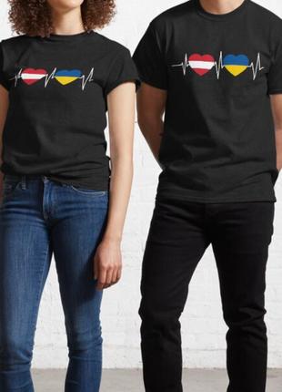 Мужская и женская патриотическая футболка с принтом austria ukraine австрия украина