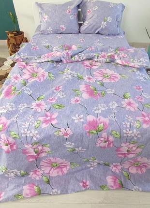 Полуторне простирадло 150х220 квіти троянди бязь голд люкс віталіна