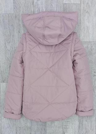 Детская демисезонная куртка-жилетка на девочку весна/ осень, весенняя деми курточка для детей - розовая пудра2 фото