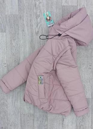 Детская демисезонная куртка-жилетка на девочку весна/ осень, весенняя деми курточка для детей - розовая пудра4 фото
