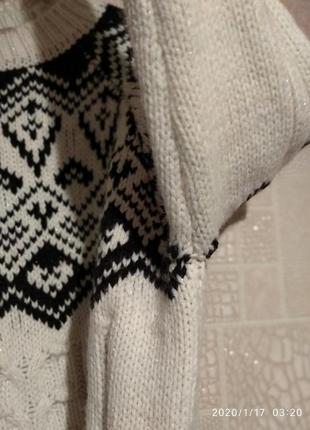 Свитер, пуловер крупной вязки с блестящей нитью5 фото
