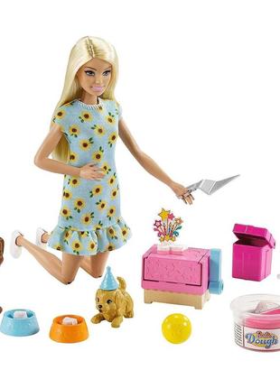 Уценка игровой набор кукла барби вечеринка для щенков barbie and puppy party gxv75