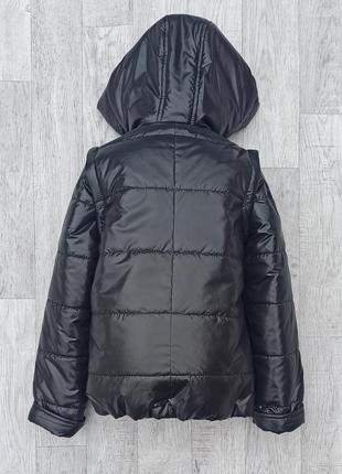 Демисезонная куртка-жилетка 2в1 на девочку для детей и подростков - весна осень, черная весенняя деми курточка4 фото
