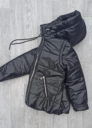 Демисезонная куртка-жилетка 2в1 на девочку для детей и подростков - весна осень, черная весенняя деми курточка3 фото