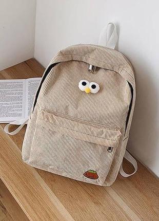 Стильный школьный вельветовый рюкзак девочке для учебы2 фото