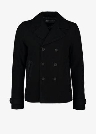 Мужское утепленное пальто с кожаными вставками your turn шерсть ягненка синтепон этикетка2 фото