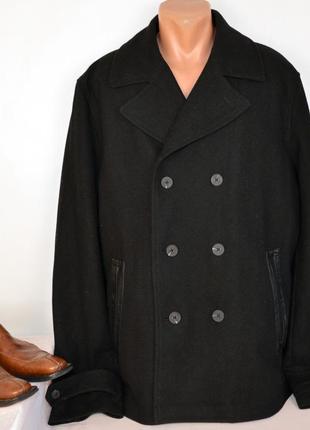 Мужское утепленное пальто с кожаными вставками your turn шерсть ягненка синтепон этикетка6 фото