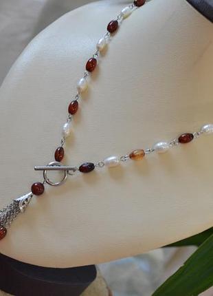 Кольє з перлів, агатом і сердоліком 'барбарис'