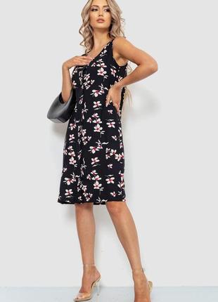 Платье-халат женский с цветочным принтом на пуговицах  цвет черный 102r349  от магазина shopping lands3 фото