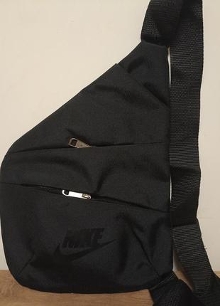 Черная мужская сумка-мессенджер ( борсетка-слинг) на грудь
