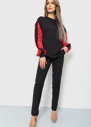 Кофта женская нарядная с шифоновыми рукавами  цвет черно-красный 102r317  от магазина shopping lands2 фото