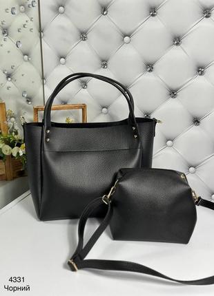 Комплект женских сумок кожзам черная1 фото