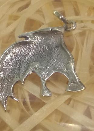 Ведьмак волк подвеска кулон амулет серебряный (изготовление - золото, бронза, серебро) 055-кул3 фото