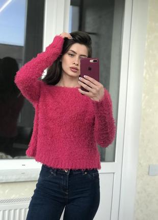 Пушистый розовый свитер new look