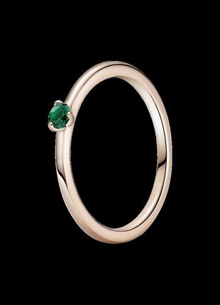 Серебряное кольцо с зеленым камнем пандора
