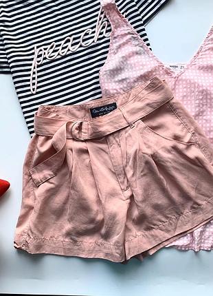 🩳классные нюдовые шорты/пудровые шорты под пояс/розовые шорты с карманами🩳  🔥 состояние