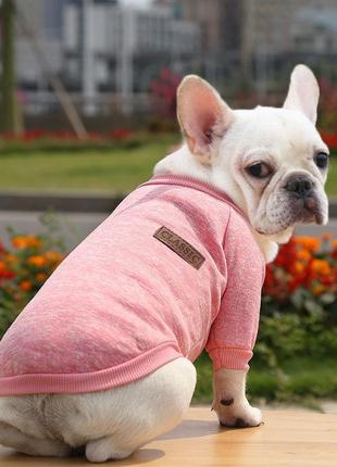 Классический свитер кофта розовый для кошек и собак-девочек мопсов, французского бульдога, чихуахуа, йорков s1 фото