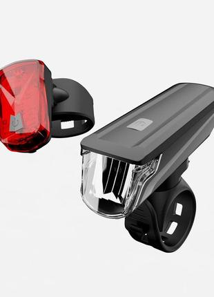 Комплект фонарь для велосипеда светодиодный elops 510 передний/задний с usb черный