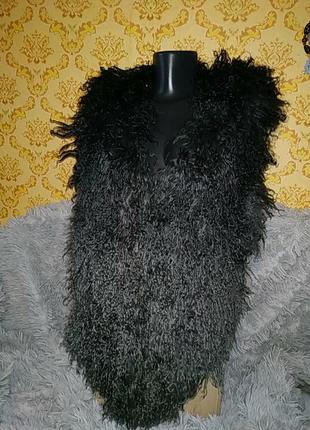 Крутая винтажная  жилетка из меха ламы с эффектом омбре