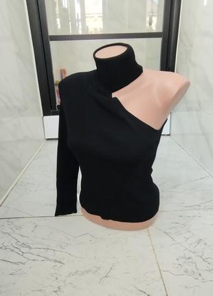 Лонгслів на один рукав, у рубчик zara s 2