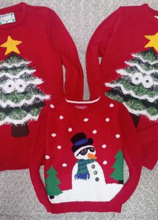 Новорічний светр family look новорічна ялинка, сніговик.