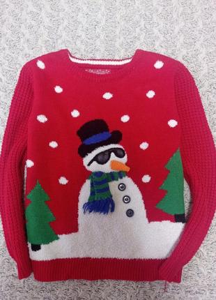 Новорічний светр family look новорічна ялинка, сніговик.3 фото