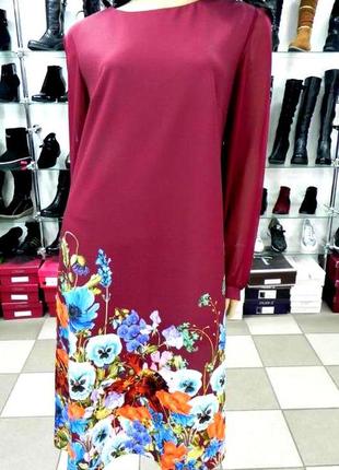 Бордовое платье трапеция хл- ххл 50-524 фото