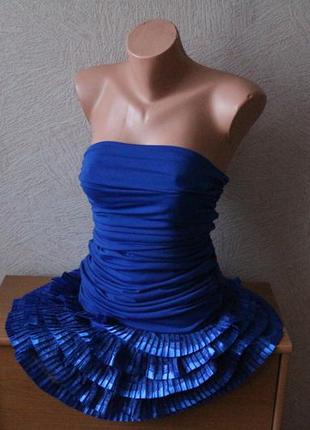 Коктейльное платье ультрамаринового цвета3 фото