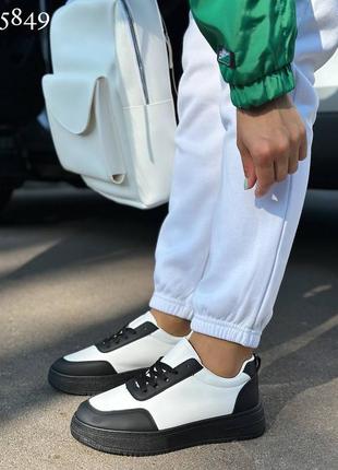 Кеды черные+белый Эко кожа