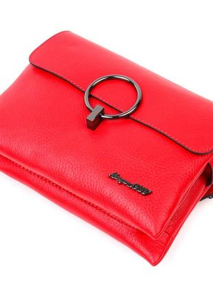 Удобная женская сумка на плечо karya 20857 кожаная красный3 фото