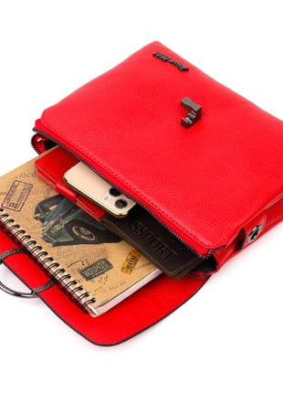 Удобная женская сумка на плечо karya 20857 кожаная красный7 фото