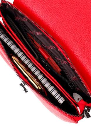 Удобная женская сумка на плечо karya 20857 кожаная красный4 фото