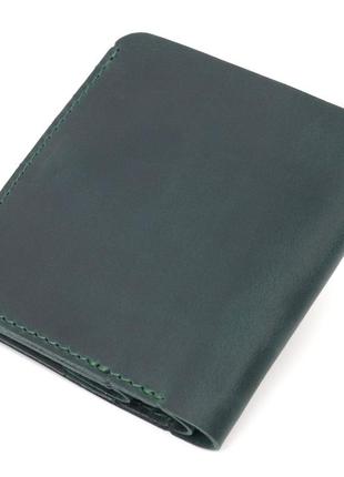 Небольшое винтажное кожаное портмоне shvigel 16603 зеленый2 фото